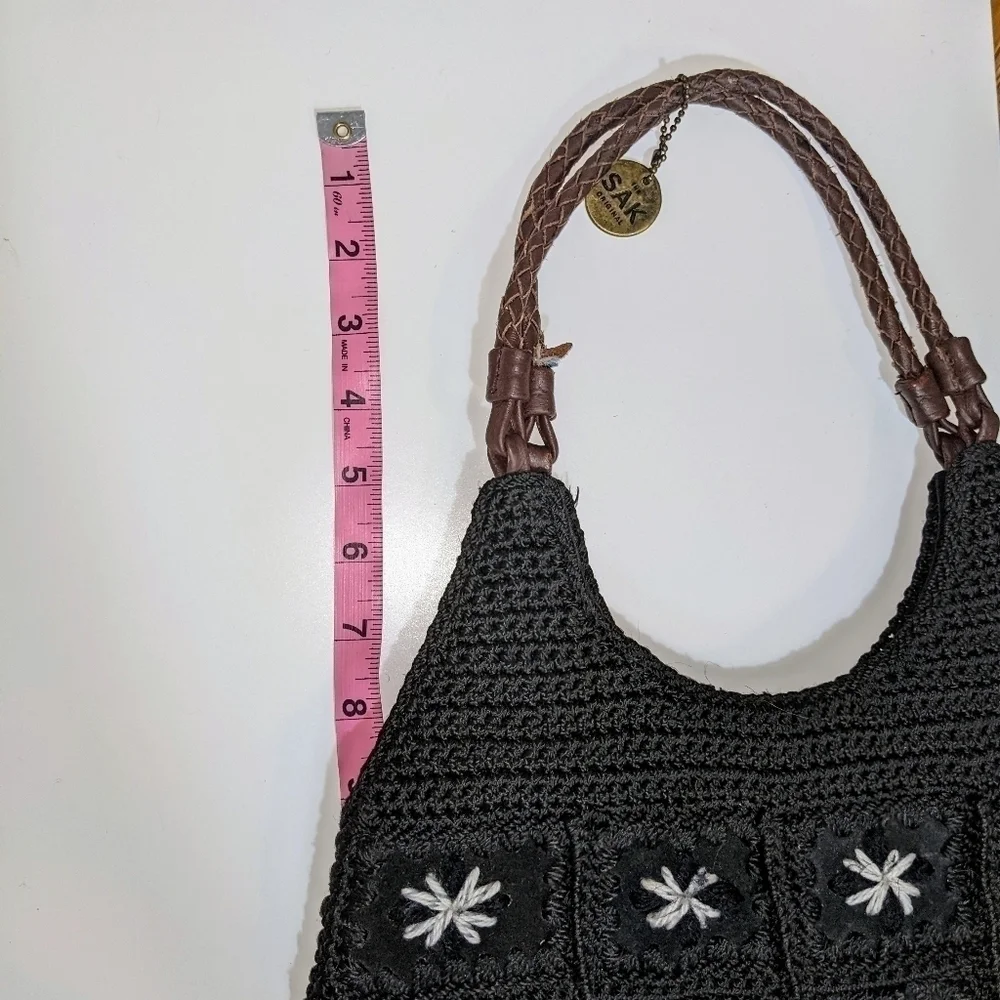 The Sak Sequoia Hand Woven Floral Crochet Purse With Leather Strap